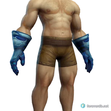 Icy Scale Gauntlets worn by a human male, rendered from the Forever client