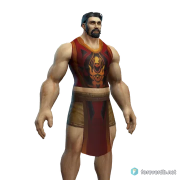 Tabard of Flame worn by a human male, rendered from the Forever client