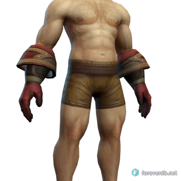 Inferno Gloves worn by a human male, rendered from the Forever client