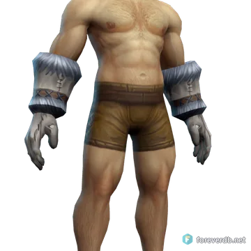 White Wolf Gloves worn by a human male, rendered from the Forever client