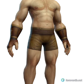 Red Whelp Gloves worn by a human male, rendered from the Forever client