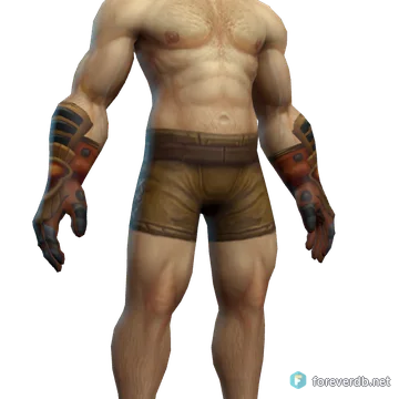 Gloves of Holy Might worn by a human male, rendered from the Forever client