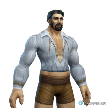 Archaeologist's Gown worn by a human male, rendered from the Forever client