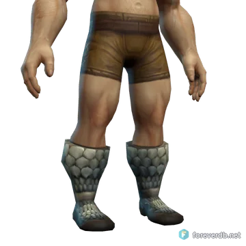 Laminated Scale Boots worn by a human male, rendered from the Forever client