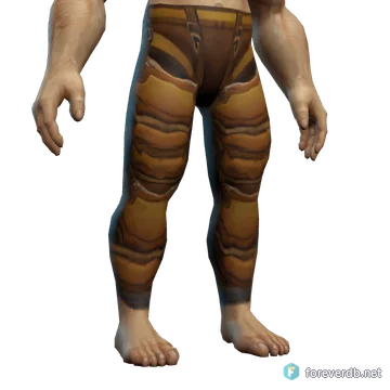 Adventurer's Legguards worn by a human male, rendered from the Forever client