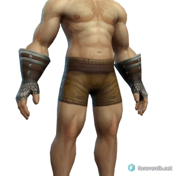 Silvered Bronze Gauntlets worn by a human male, rendered from the Forever client