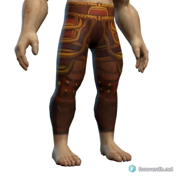 Khan's Legguards worn by a human male, rendered from the Forever client