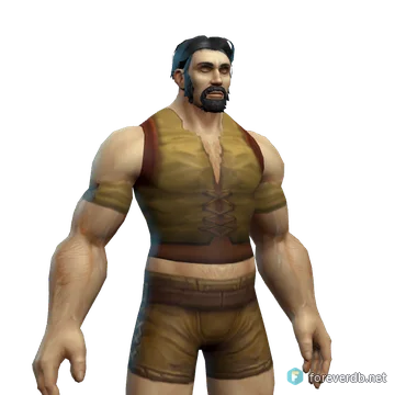 Ragged Leather Vest worn by a human male, rendered from the Forever client