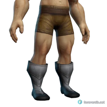 Blackforge Greaves worn by a human male, rendered from the Forever client