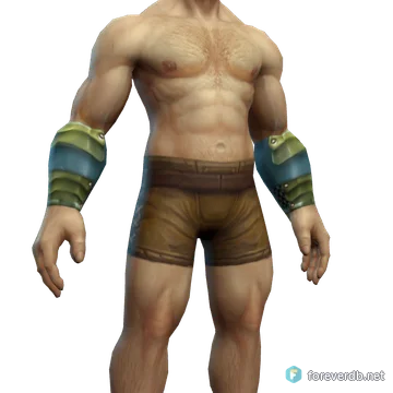 Steel-clasped Bracers worn by a human male, rendered from the Forever client