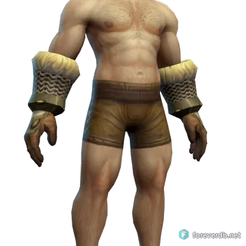 Riveted Gauntlets worn by a human male, rendered from the Forever client