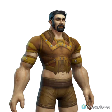 Ghansurok Hide Tunic worn by a human male, rendered from the Forever client