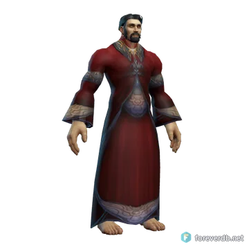 Crimson Silk Robe worn by a human male, rendered from the Forever client