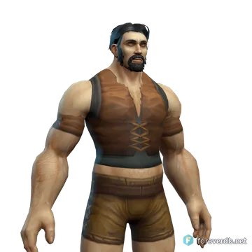 Worn Leather Vest worn by a human male, rendered from the Forever client