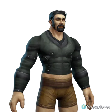 Blackened Defias Armor worn by a human male, rendered from the Forever client