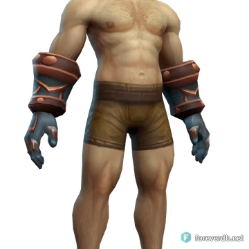Handguards of Heroism worn by a human male, rendered from the Forever client