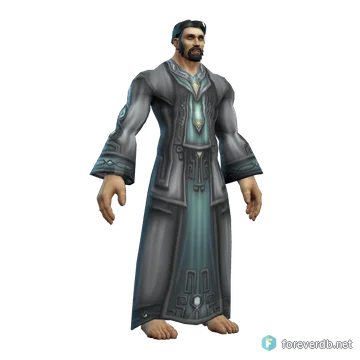 Virtuous Gown worn by a human male, rendered from the Forever client