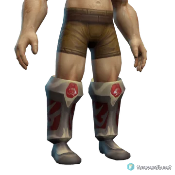 Soulforge Warboots worn by a human male, rendered from the Forever client
