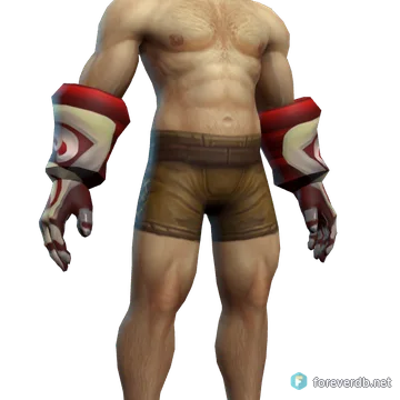 Soulforge Gauntlets worn by a human male, rendered from the Forever client