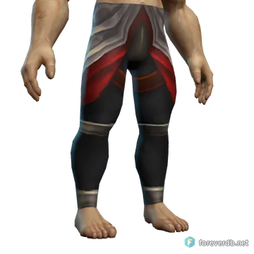 Soulforge Legplates worn by a human male, rendered from the Forever client