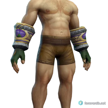Gauntlets of The Five Thunders worn by a human male, rendered from the Forever client