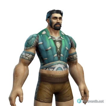 Tunic of The Five Thunders worn by a human male, rendered from the Forever client