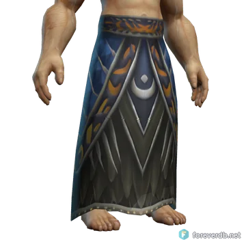 Feralheart Legguards worn by a human male, rendered from the Forever client