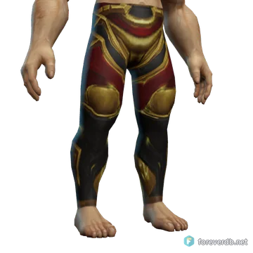Lightbreaker Legplates worn by a human male, rendered from the Forever client