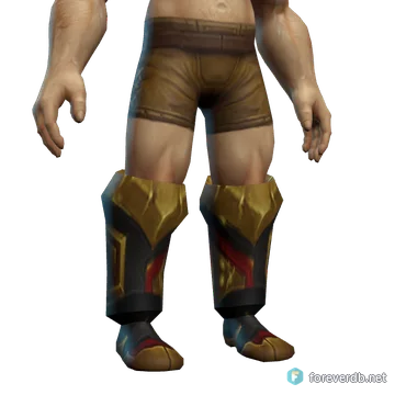 Lightbreaker Greaves worn by a human male, rendered from the Forever client