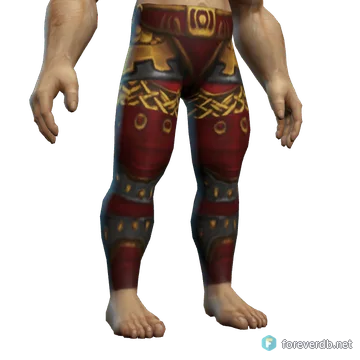 Soulcrusher Legguards worn by a human male, rendered from the Forever client