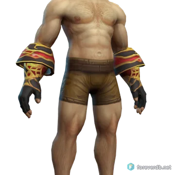Duskwraith Gauntlets worn by a human male, rendered from the Forever client