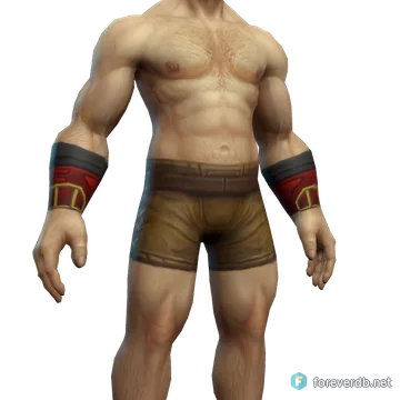 Fireleaf Wristwraps worn by a human male, rendered from the Forever client