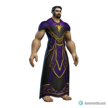 Heretic Garb worn by a human male, rendered from the Forever client
