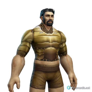 Hard Gold Cuirass worn by a human male, rendered from the Forever client