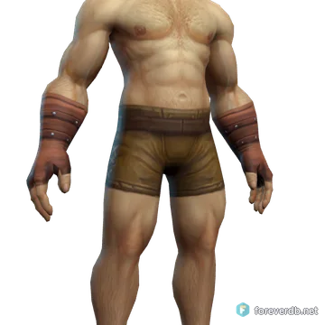 Brawler's Leather Gloves worn by a human male, rendered from the Forever client