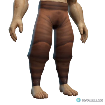 Brawler's Leather Legguards worn by a human male, rendered from the Forever client