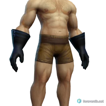 Skycaller's Leather Gauntlets worn by a human male, rendered from the Forever client