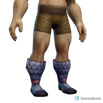 Stalker's Mail Sabatons worn by a human male, rendered from the Forever client