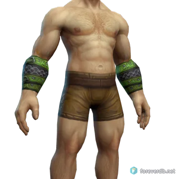 Stalker's Mail Bracers worn by a human male, rendered from the Forever client