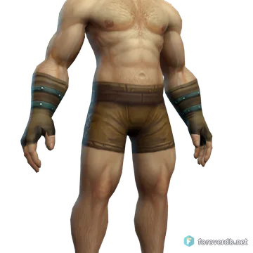 Tooled Leather Gauntlets worn by a human male, rendered from the Forever client