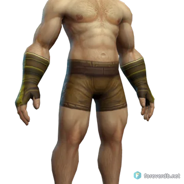Golden Gloves worn by a human male, rendered from the Forever client