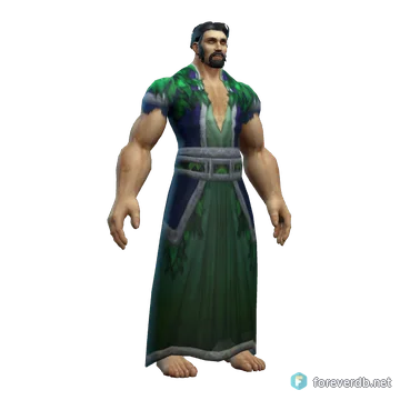 Novice's Robe worn by a human male, rendered from the Forever client