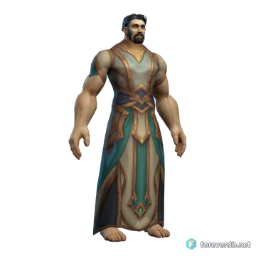 Shen'dorei Peacekeeper's Robe worn by a human male, rendered from the Forever client