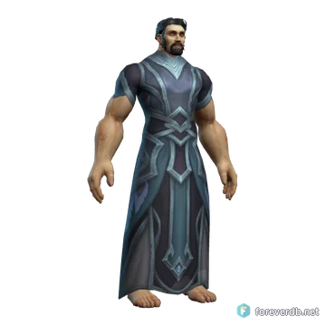 Al'Aketh Zealot's Robe worn by a human male, rendered from the Forever client