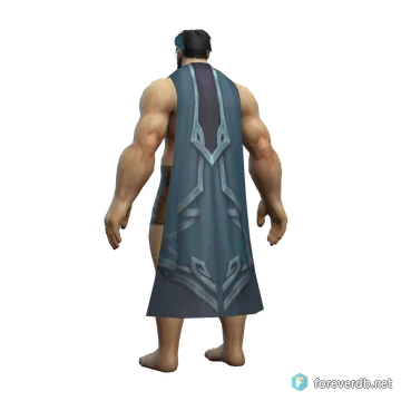 Al'Aketh Zealot's Cloak worn by a human male, rendered from the Forever client