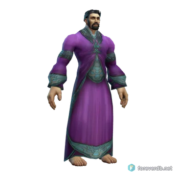 Violet Sorcerer's Robes worn by a human male, rendered from the Forever client