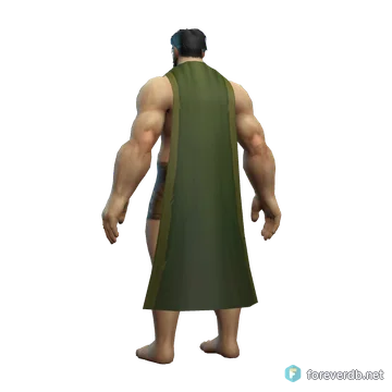 Veteran Adventurer's Cloak worn by a human male, rendered from the Forever client