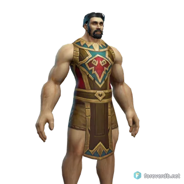 Darkspear Battle Tabard worn by a human male, rendered from the Forever client