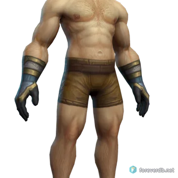 Handguards of Conviction worn by a human male, rendered from the Forever client