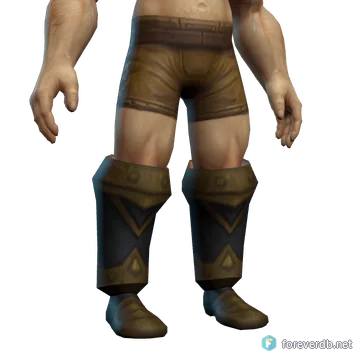Greaves of Glory worn by a human male, rendered from the Forever client